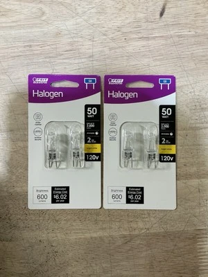 2-2 Packs Feit Electric 50-Watt Bright White T4 G8 Bi-Pin Base Dimmable Halog… - Image 1 of 2