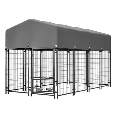 Large Dog Kennel Outdoor w/ Roof Welded Wire Enclosure Heavy Duty Dog Crate - Image 1 of 4