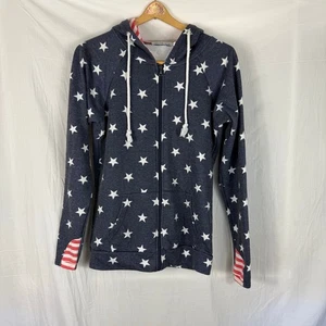 Sudadera con Capucha Michelle Mae Patriótica con Cremallera Talla Pequeña Para Mujer Azul Rojo Estrellas - Imagen 1 de 6