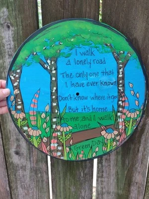 Arte de pared disco lírico pintado a mano Green Day 12", Boulevard of Broken Dreams Foto 1 de 4