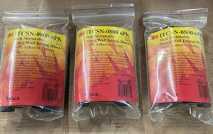 Qty 3 - 3M ITCSN-0800-6PK Heat Shrink Heavy Wall Tubing Black w/Adhesive Lining - Picture 1 of 4