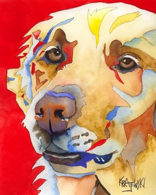 Impresión Golden Retriever de acuarela original de bellas artes de Ron Krajewski Foto 1 de 4