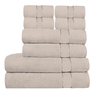 Taupe Towel Set of 8, 600 GSM Bath Towels, 100% Premium Cotton - Image 1 of 2