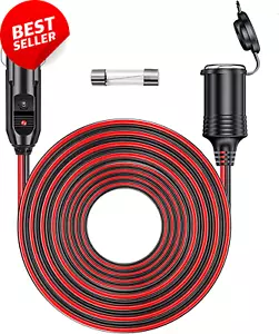 12V/24V Car Cigarette Lighter Extension Cord 13FT 16AWG LED Power Adapter - Picture 1 of 12