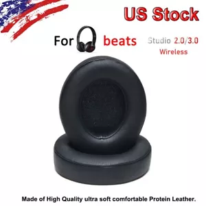 2 earpads for Beats Studio 2 3 Wireless Headphones leatherette pad Ear BLACK @ - Picture 1 of 11