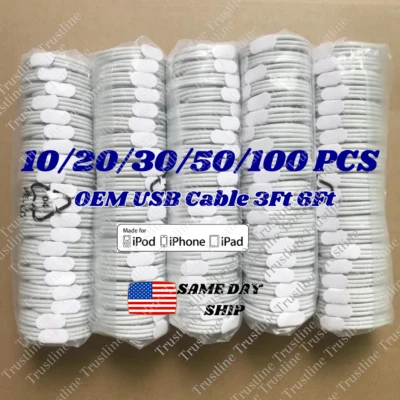 Lote por atacado 1-100X cabo USB 3/6 pés para Apple iPhone 14/13/12/11/8 cabo carregador - Imagem 1 de 4