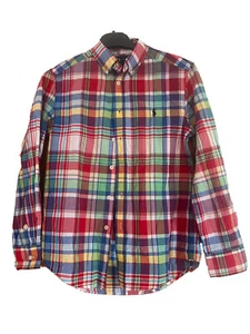 RALPH LAUREN COTTON RED MULTI PLAID SHIRT,COWBOYLONG SLEEVE CHECK children 10-12 - Picture 1 of 3