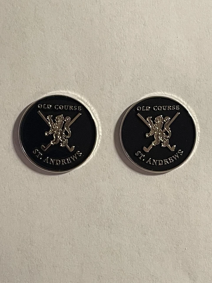 (2) Marcadores de golf estilo moneda de 1" raros St. Andrews Old Course - Fife, Escocia Foto 1 de 1