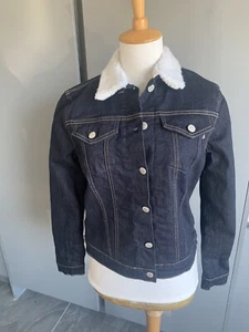BNWT Womens REPLAY sheepskin style collared Denim Jacket size S RRP£165 - Picture 1 of 12