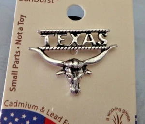 Pasador de solapa de plata esterlina 21x16 mm Austin Says Texas con cuerno largo - Imagen 1 de 9