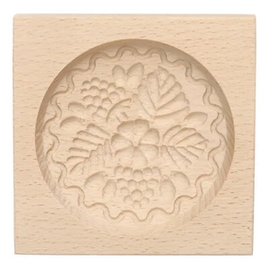 Wooden Cookie Mould 3.94" x 3.94" Wooden Cookie Biscuit Mould Raspberry Carved - Picture 1 of 6