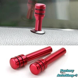 2pcs Aluminum Red Car Interior Accessories Door Lock Stick Knob Pull Pins Cover - Picture 1 of 6
