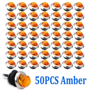3/4" Round Amber LED Side Marker Light W/Chrome Stailness Base for Truck Trailer - Picture 1 of 9