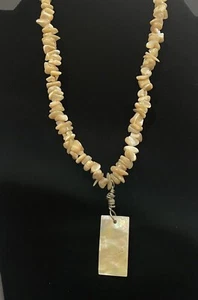 Abalone Mother Style Pendant Necklace Retro Bohemian Chic Summer Beachy - Picture 1 of 16