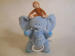Curious George plush pull down MUSICAL blue elephant "Talk to The Animals" - Picture 1 of 3