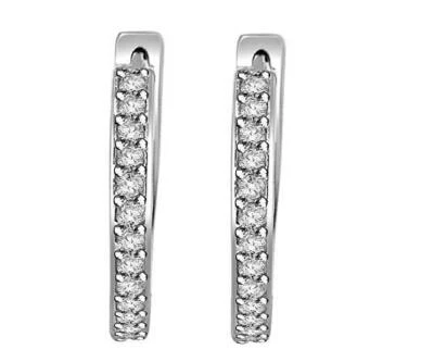 SI1 G 0.55 Ct Round Diamond Hoop Earrings Appraisal White Gold Pave Set 0.80Inch - Image 1 of 4