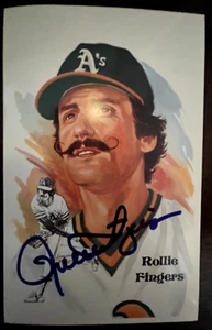 PEREZ STELLE AUTOGRAPH POSTCARD ROLLIE FINGERS OAKLAND A'S NM-MINT - Picture 1 of 1