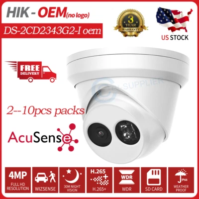 1-10 Packs Hikvision 4MP AcuSense OEM DS-2CD2343G2-I PoE IP Security Camera LOT