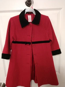 Gymboree Mädchen rotes Wollkleid Mantel mit Samtkragen und Akzenten Gr. 3 - Bild 1 von 7