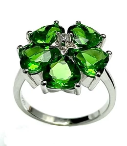 R7927A Niedlicher Ring im floralen Stil Amethyst Herzform Sterlingsilber - Bild 1 von 5