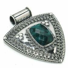 Emerald - Sakota Mines Gemstone Vintage Silver Jewelry Pendant 2.37" MP-7035