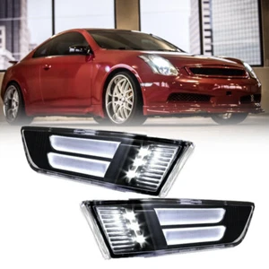 LED Bumper Smoky Side Marker Lights Pair Fits 2003-2007 Infiniti G35 2Door Coupe - Picture 1 of 7