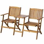 2-seater Folding Garden Bench With Tea Table Solid Acacia Wood Outdoor Bistro