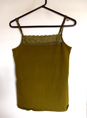 Camiseta sin mangas Jill algodón elástico encaje recortada cami correas talla S Foto 1 de 3