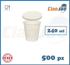 500 Vasos De Papel 240ML Con Tapas En Cartulina Vidrio Blanco Agua