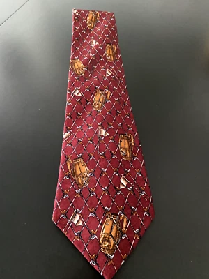 BOLSA DE GOLF DETALLADA 100 % SEDA HECHA A MANO "ARTEFACTOS DE MUSEO" Y CORBATA TEMÁTICA DE PALOS Foto 1 de 4