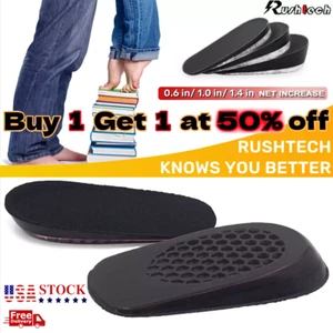Universal Gel Height Increase Insoles Invisible Shoe Lifts Inserts Elastic Shock - Picture 1 of 17