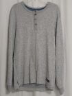 Mens Southern Proper Henley Shirt Large Grey W/ Elbow Patches Long Sleeve. C24