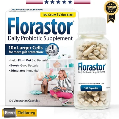 Probiótico diario Florastor - 250 mg Saccharomyces Boulardii, 100 cápsulas Foto 1 de 4