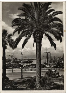 Vintage s/w Postkarte Cagliari Hafen #880 - Bild 1 von 1