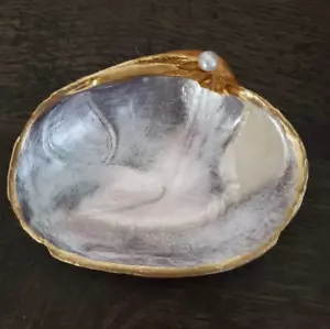 SHELL Hand Painted PEARL Gold Leaf Trim - Picture 1 of 2