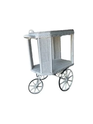 Carrito bar de bebidas Heywood Bros. Wakefield Co caña blanca mimbre  Foto 1 de 4