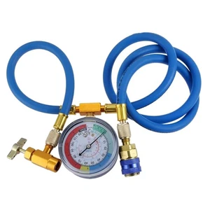 R134A AC Refrigeration Recharge Hose Kit With Pressure Gauge Accessories - Picture 1 of 13