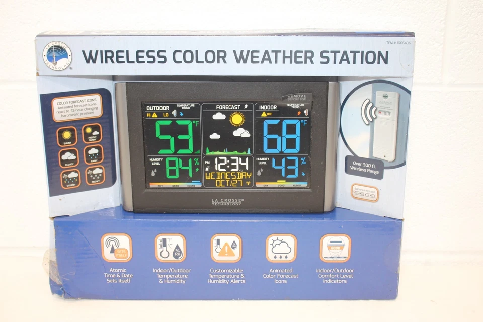 Estación Meteorológica Inalámbrica Color La Crosse 1066436 C85845 Temperatura Interior/Exterior ¡NUEVA! Foto 1 de 4