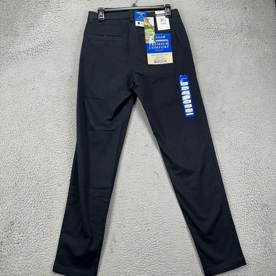 Haggar Pants Premium Khaki Mens 29X32 Black Flat Front Comfort Stretch Slim NEW - Image 1 of 4