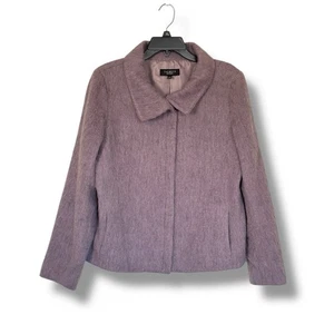 Talbots Wool Alpaca Mohair Blend Purple Full Zip Jacket Lined Size 12 Old Money - Picture 1 of 9