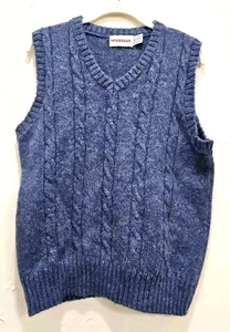 Vintage Mcgregor Sweater Vest Men's M blue wool blend v neck 70s - Picture 1 of 10