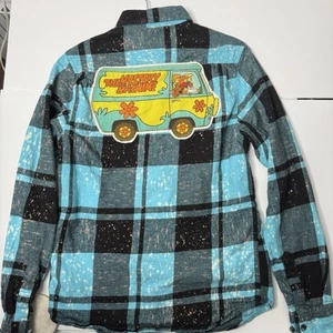 Angry Minnow Flannel Mens Small Blue Scooby-Doo Mystery Machine - Rare - Picture 1 of 5