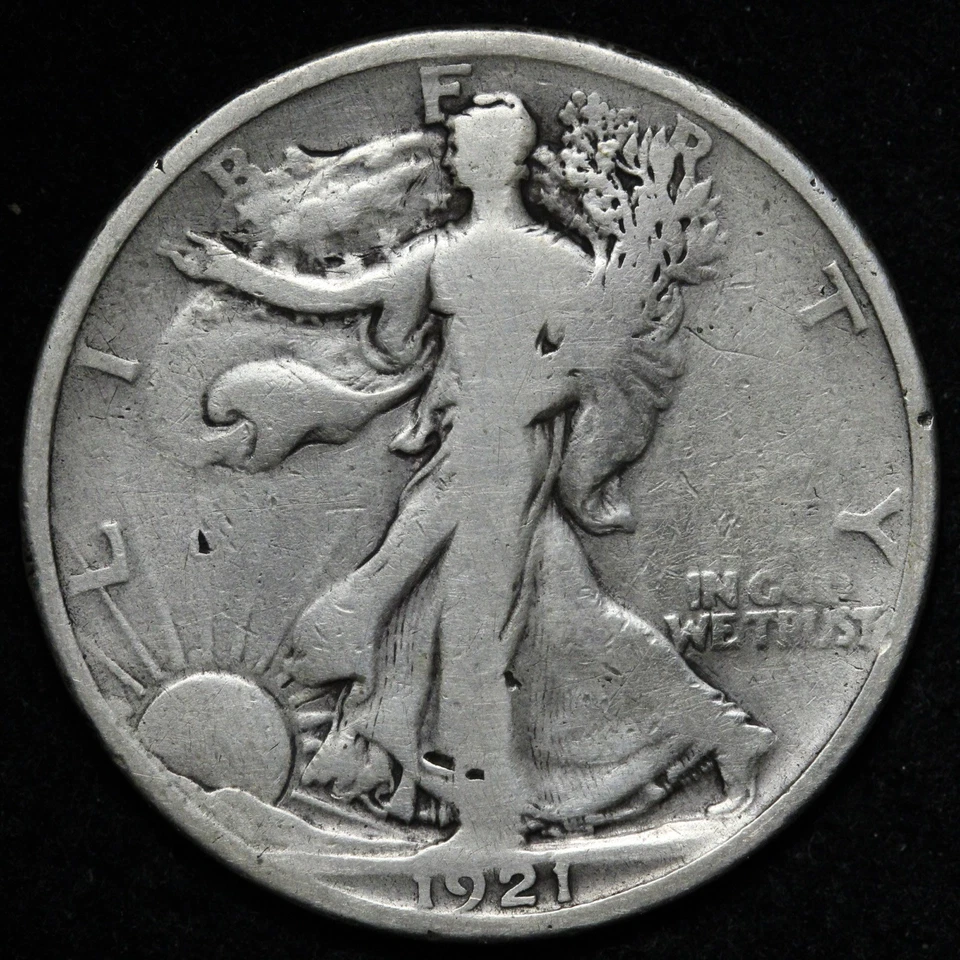1921 Walking Liberty Silver Half Dollar VG E355 UDPQ - Image 1 of 2
