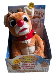 Vintage singendes Rudolph das Rentier mit der roten Nase Plüsch leuchtende Nase Animotronic - Bild 1 von 5