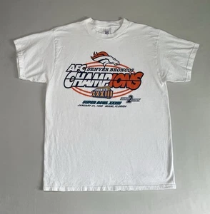 VINTAGE 1999 Denver Broncos AFC Champions Super Bowl T-Shirt | Logo 7 | White - Picture 1 of 6