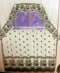 Kitchen Curtains Set: 2 Tiers (60" x 36") & Swag (60" x 28") DRINK TIME by UBI - Picture 1 of 3