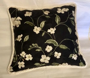 French Country Cottage Pillow Garden Black Ivory Magnolia Farm House - Picture 1 of 3