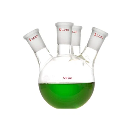500ml,24/40,4-Neck,Flat Bottom Glass Flask,Four Necks,Laboratory Chemical Bottle - Image 1 of 4
