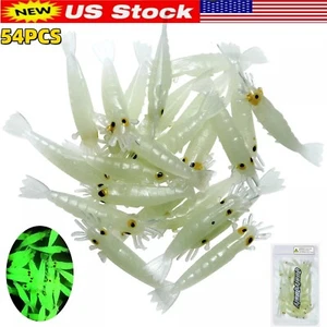 Thkfish 54 PIEZAS Plástico Cebo de Pesca Luminoso Artificial Camarón Gusano Noche EE. UU. - Imagen 1 de 9