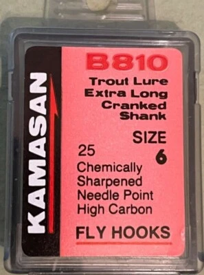 KAMASAN B810 TROUT LURE EXTRA EX LONG CRANKED SHANK SIZE 6 X 25  FREE POSTAGE - Image 1 of 2